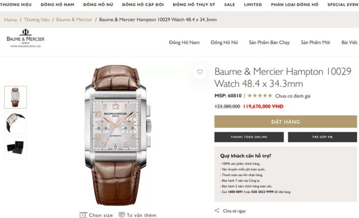 Đồng Hồ Nam : Baume & Mercier Hampton 10029 Automatic chronograph, Fullbox…