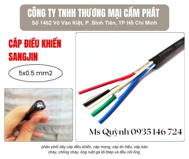 Cáp điều khiển Sangjin 5×0.5, 5×0.75, 5×1.25 Hồ Chí Minh