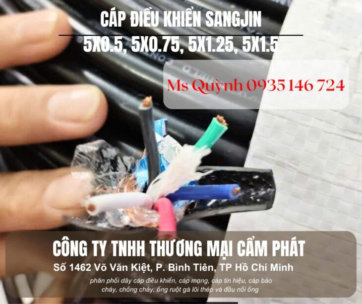 Cáp điều khiển Sangjin 5×0.5, 5×0.75, 5×1.25 Hồ Chí Minh