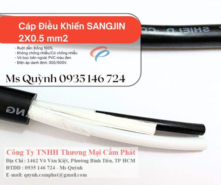 Cáp Điều Khiển Không Lưới 2 Lõi Sangjin 2×0.5, 2×0.75 , 2×1.25 mm