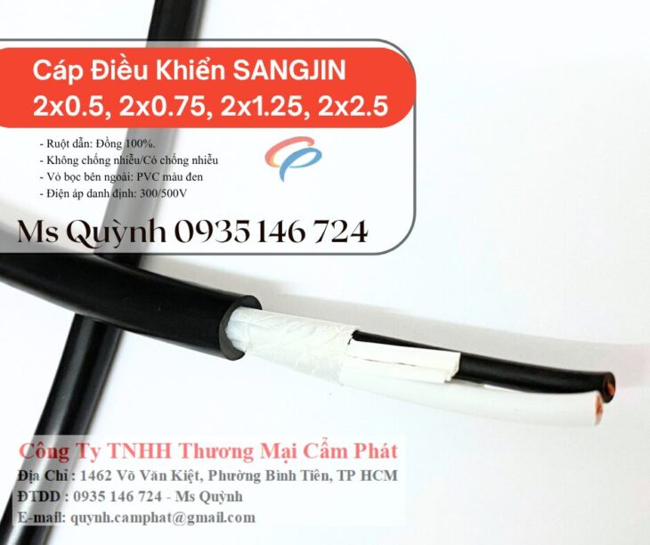 Cáp Điều Khiển Không Lưới 2 Lõi Sangjin 2×0.5, 2×0.75 , 2×1.25 mm