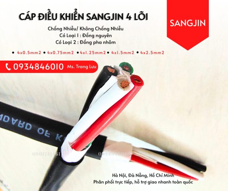 Cáp RVVP/ CXV 4×0.5/4×0.75/4×1.25/4×1.5/4×2.5 sẵn HCM