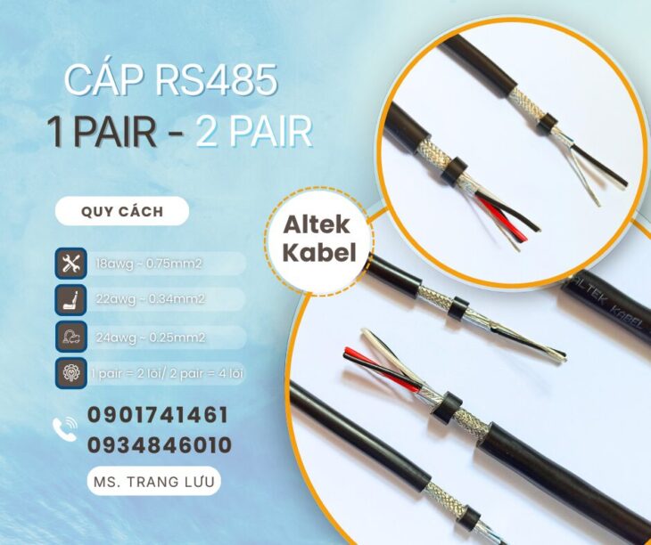 Cáp RS485 1pair 18awg/1pair 22awg/ 1pair 24awg/ 2pair 18awg/ 2pair 22awg/ 2pair 24awg