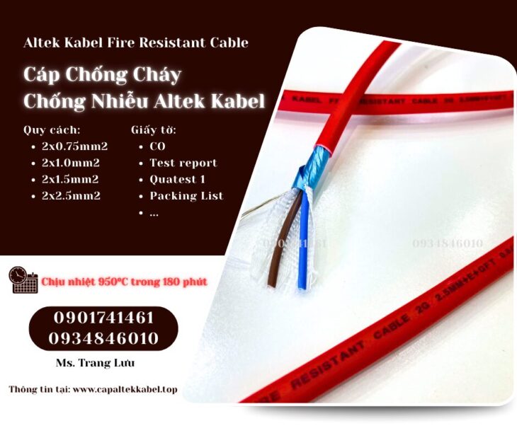 Cáp chống cháy chống nhiễu Altek Kabel 2×0.75/2×1.0/2×1.5/2×2.5
