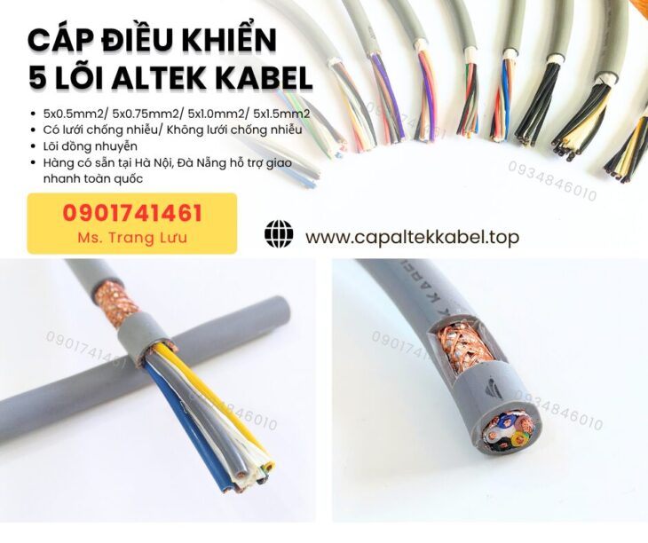 Cáp điều khiển 5×0.5/5×0.75/5×1.0/5×1.5 Altek Kabel