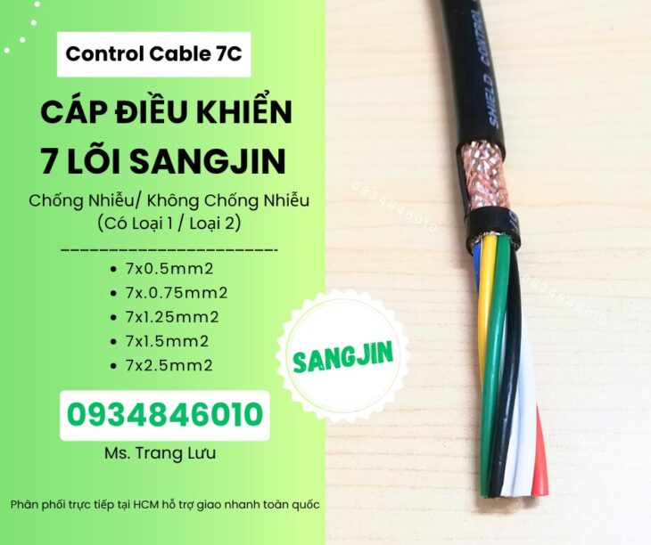 Cáp điều khiển Sangjin 7×0.5/7×0.75/7×1.25/7×1.5/7×2.5