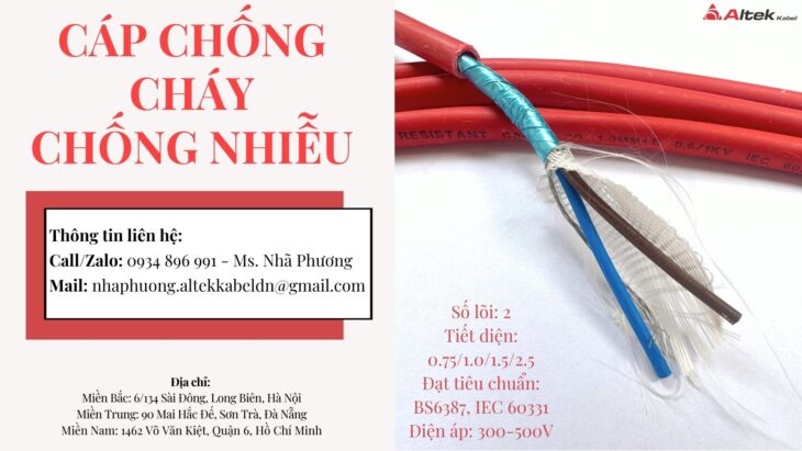 Cáp Chống Cháy Chống Nhiễu 2×1.5 mm2 Altek Kabel Đà Nẵng, Hà Nội, HCM