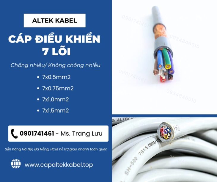Cáp điều khiển 7×0.5/7×0.75/7×1.0/7×1.5 Altek Kabel