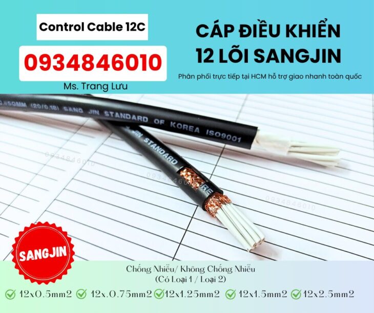 Cáp điều khiển Sangjin 12×0.5/12×0.75/12×1.25/12×1.5/12×2.5