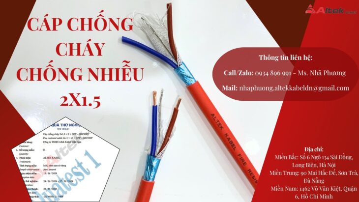 Cáp Chống Cháy Chống Nhiễu 2×1.5 – Altek Kabel Đà Nẵng, Hà Nội, Hồ Chí Minh