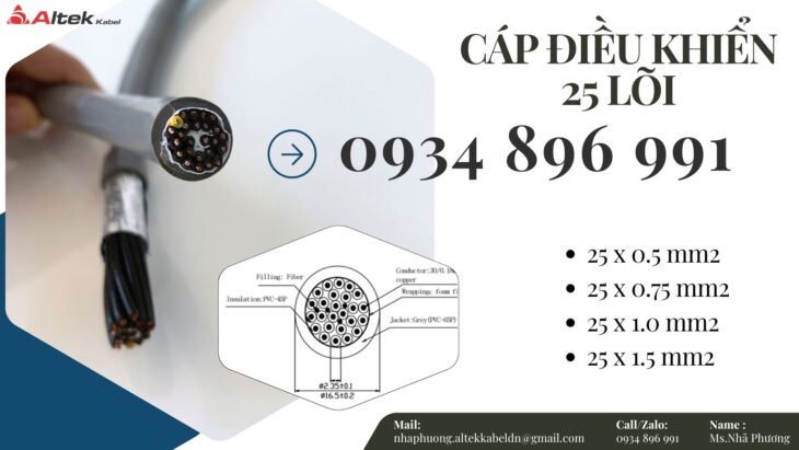 Cáp Tín Hiệu 25X 0.75 mm2 chống nhiễu Đà Nẵng, Hà Nội, Hồ Chí Minh
