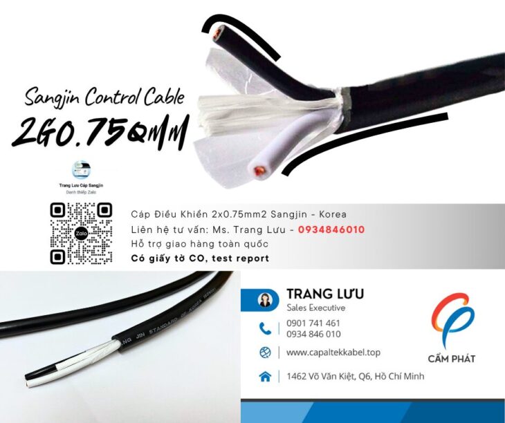 Cáp Điều Khiển 2×0.75 Sangjin Sài Gòn, Bình Dương, Đồng Nai