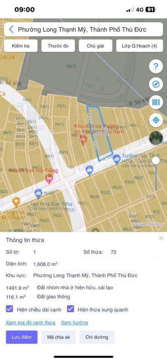 Bán gấp đất Mặt tiền đường Số 1 LÂM VIÊN – Long Thạnh Mỹ, Quận 9. – DT 1600M2 – 40TR/M2