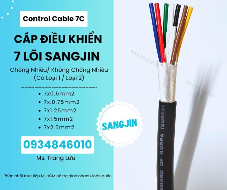 Cáp điều khiển Sangjin 7×0.5/7×0.75/7×1.25/7×1.5/7×2.5