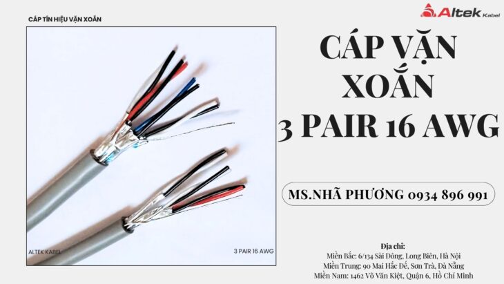 Cáp Vặn Xoắn Altek Kabel 3 Pair 16 Awg Đà Nẵng, Hà Nội, Hồ Chí Minh