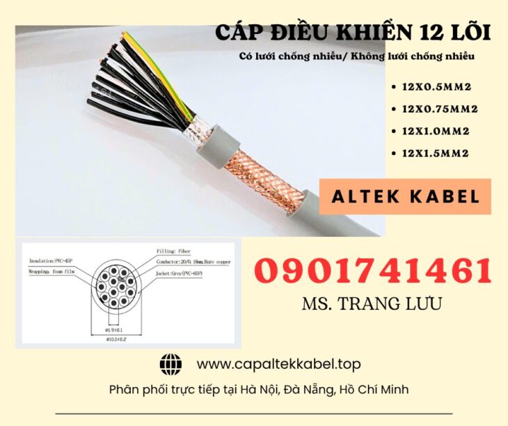 Cáp điều khiển 12×0.5/12×0.75/12×1.0/12×1.5 Altek Kabel