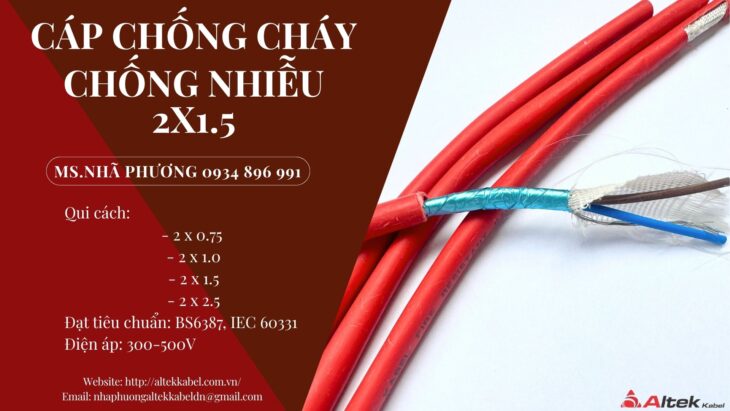 Cáp Chống Cháy Chống Nhiễu 2×1.5 – Altek Kabel Đà Nẵng, Hà Nội, Hồ Chí Minh