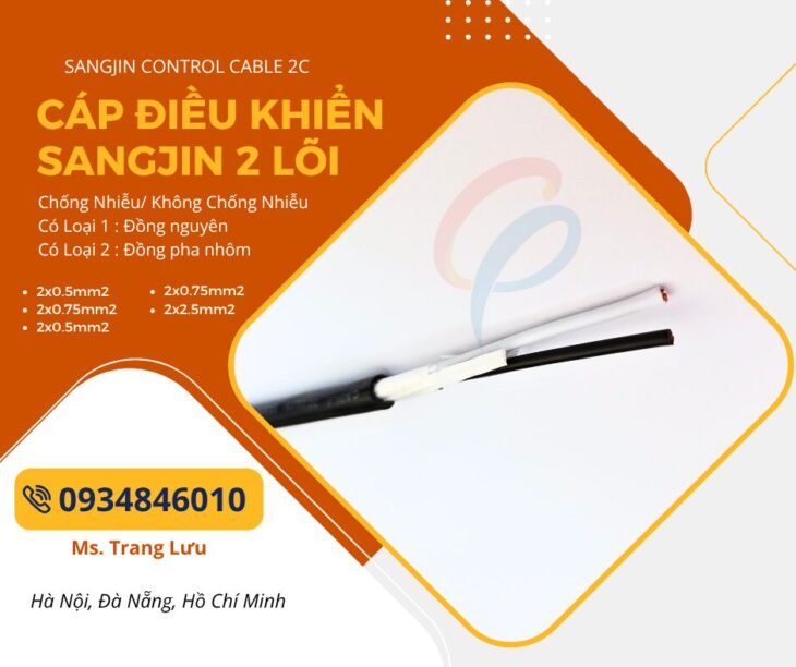 Cáp điều khiển Sangjin 2×0.5/2×0.75/2×1.25/2×1.5/2×2.5