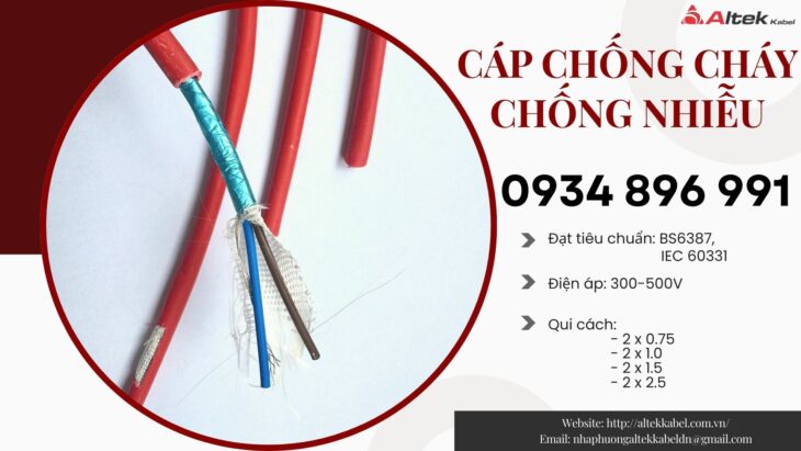 Cáp Chống Cháy Chống Nhiễu 2×2.5 mm2 Chuẩn BS6387, IEC 60331