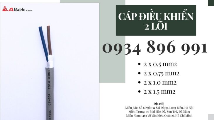 CÁP TÍN HIỆU 2 X 0.75 MM2 GIAO HÀNG HÀ TĨNH, NGHỆ AN, THANH HÓA