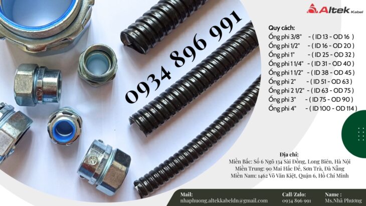 Ống Ruột Gà Lõi Thép Bọc Nhựa Và Đầu Nối Nghệ An, Thanh Hóa, Hà Tĩnh