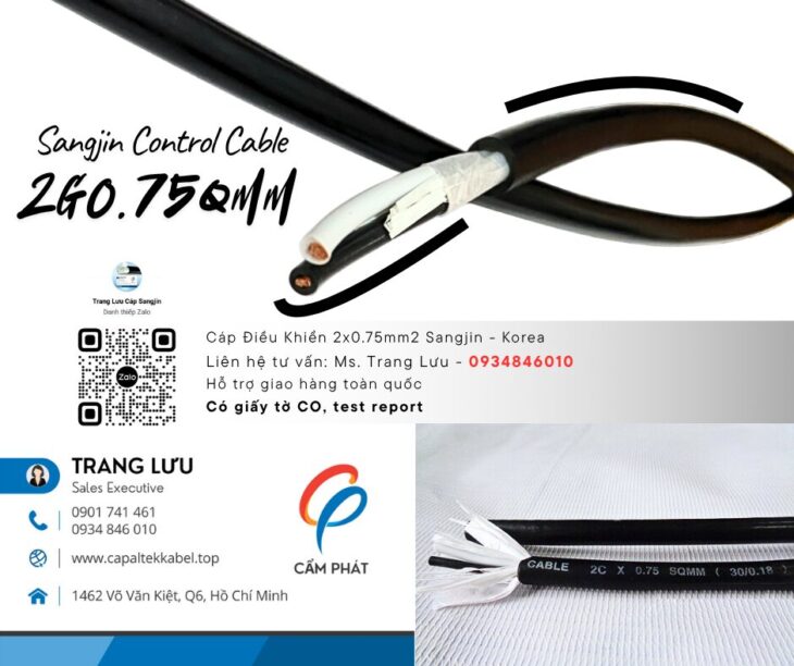 Cáp Điều Khiển 2×0.75 Sangjin Sài Gòn, Bình Dương, Đồng Nai