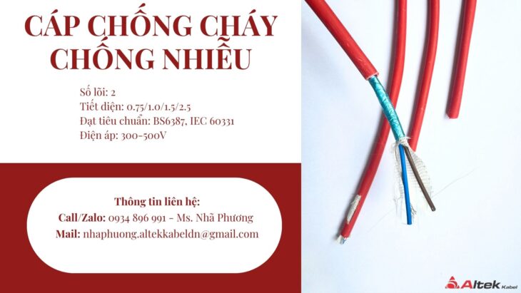 Cáp Chống Cháy Chống Nhiễu 2×1.5 mm2 Altek Kabel Có Sẵn Giao Nhanh