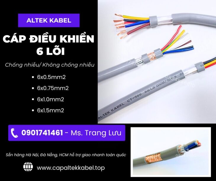 Cáp điều khiển 6×0.5/6×0.75/6×1.0/6×1.5 Altek Kabel