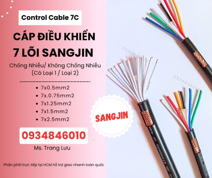 Cáp điều khiển Sangjin 7×0.5/7×0.75/7×1.25/7×1.5/7×2.5