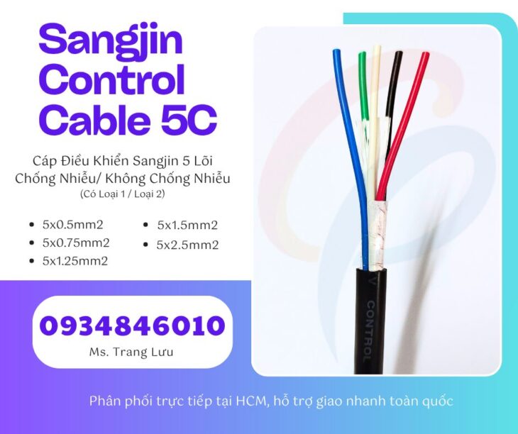 Cáp điều khiển Sangjin 5×0.5/5×0.75/5×1.25/5×1.5/5×2.5