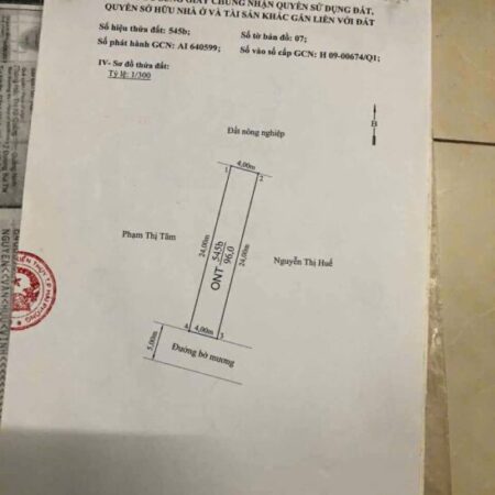 Lô đất 96m² mặt đường mương Tân Phong – giá chỉ 1,6x tỷ ZALO 0567 222 555