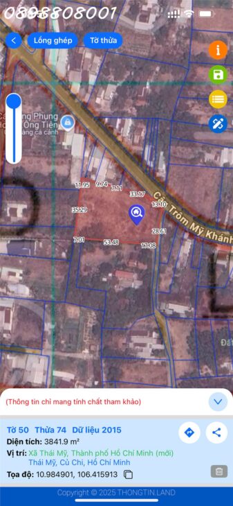 Bán đât mặt tiền My khánh full thổ 3763mThái Mỹ, Củ Chi – cách Vinhomes Đức Hòa chỉ 2km Giá 29,9