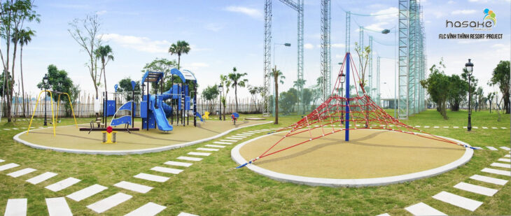 Lắp đặt thiết bị leo dây kết hợp cầu trượt tại khu vui chơi