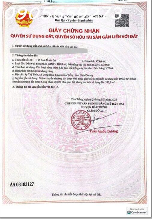 Cần bán gấp 650m2 (15×42) có 300m2 thổ cư tại DT750 – Long hòa DầuTiếng