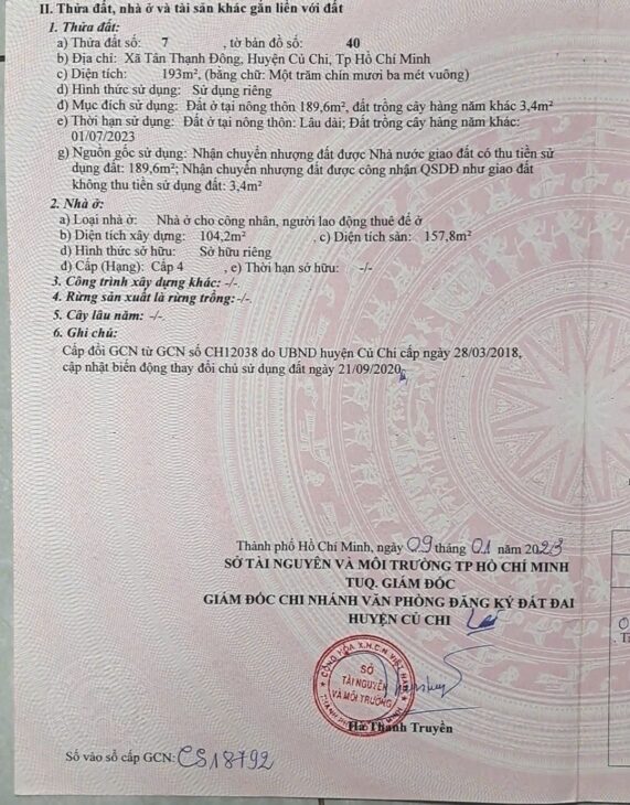 NHÀ TRỌ Vị TrÍ ĐẸP – ĐẦU TƯ SINH LỜI CAO Bán Dãy Trọ 7 phòng Xã Tân Thạnh Đông Củ Chi, HCM