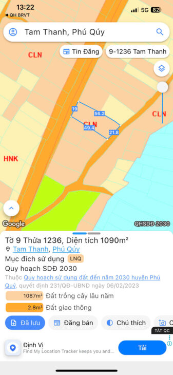 ĐẤT ĐẸP – GIÁ ĐẦU TƯ – CẦN BÁN LÔ ĐẤT TẠI Tam Thanh, Phú Quý, Bình Thuận