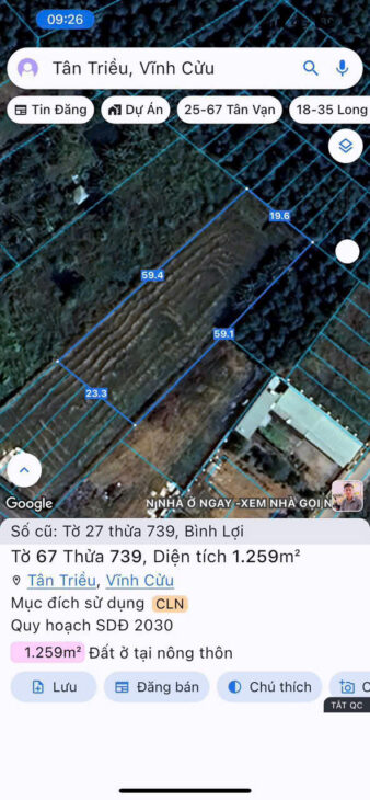 Bán lô đất mặt tiền đường Ông Binh, P. Tân Triều-0909808615