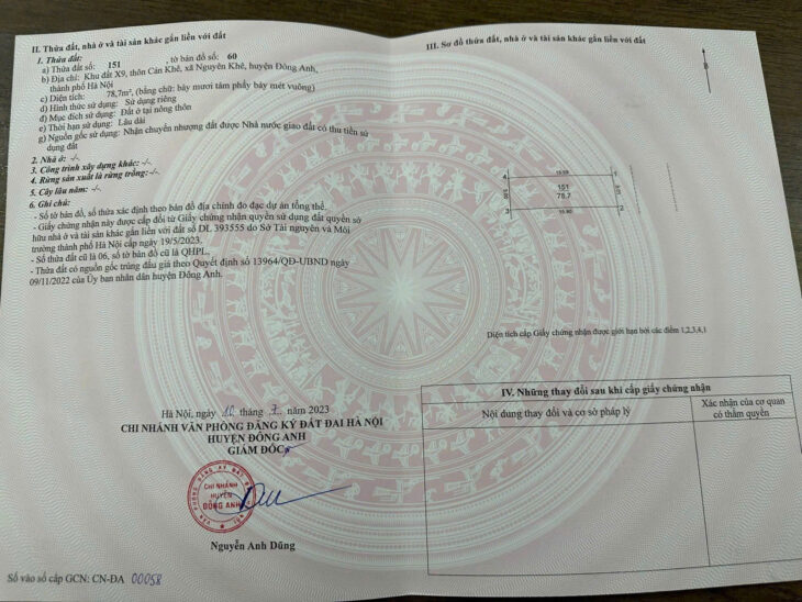 Bán đất đấu giá X9 Cán Khê- Nguyên Khê Đông Anh : mặt đường quy hoạch 40m