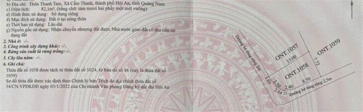 ĐẤT ĐẸP – GIÁ TỐT – CHÍNH CHỦ CẦN BÁN LÔ ĐẤT 2 MẶT TIỀN TẠI xã Cẩm Thanh, TP. Hội An, Quảng Nam