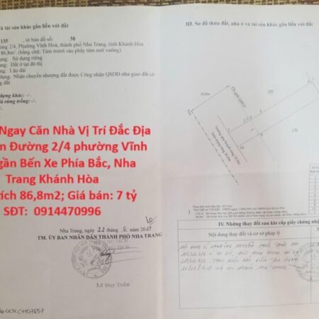 Sở Hữu Ngay Căn Nhà Vị Trí Đắc Địa Mặt Tiền Đường 2/4 phường Vĩnh Hoà, gần Bến Xe Phía Bắc