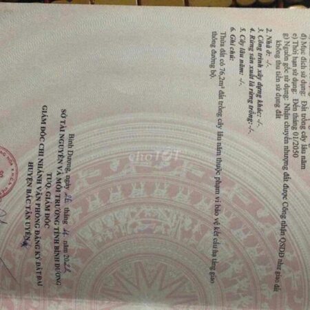 Chính Chủ Cần Bán Lô Đất Xã Tân Định, Huyện Bắc Tân Uyên, Bình Dương