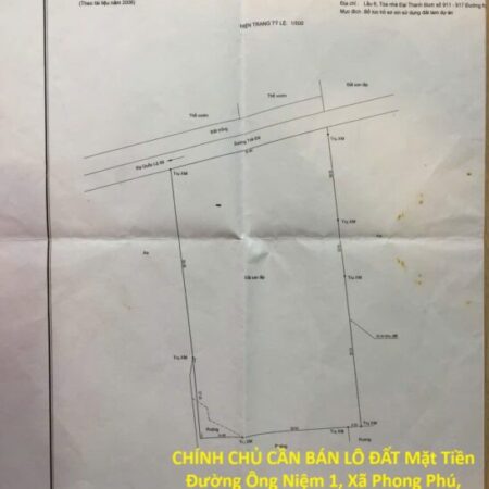 CHÍNH CHỦ CẦN BÁN LÔ ĐẤT Mặt Tiền Đường Ông Niệm 1, Xã Phong Phú, Bình Chánh, Hồ Chí Minh