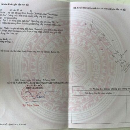 ĐẤT ĐẸP – GIÁ TỐT – CHÍNH CHỦ CẦN BÁN TẠI xã Tân Thuận Bình, Đồng Tháp