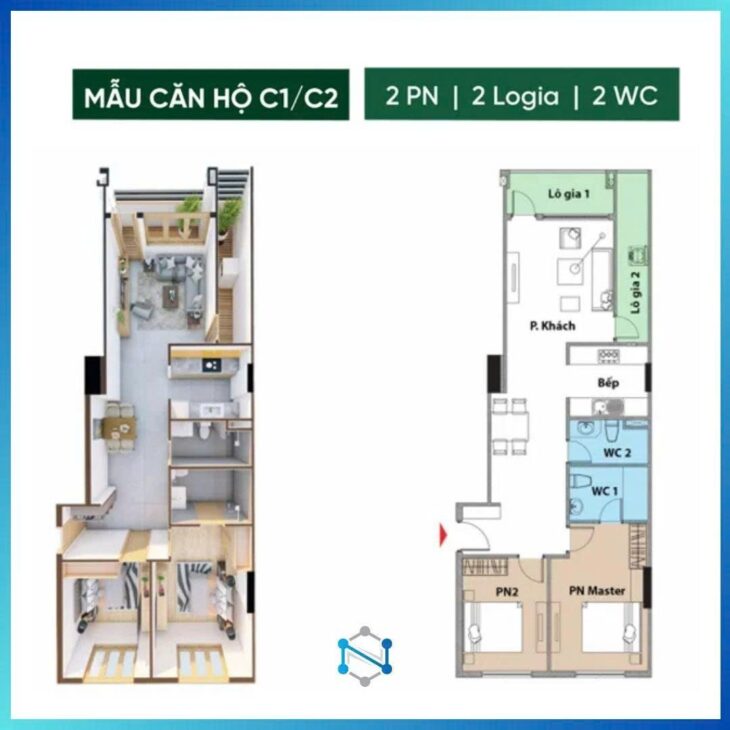 Căn hộ 86m2 Conic Boulevard Bình Chánh 2PN View Sông