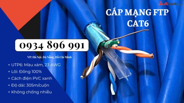 CÁP MẠNG ALTEK KABEL FTP CAT 6 – 23AWG ĐÀ NẴNG, HÀ NỘI, HỒ CHÍ MINH. CÁP MẠNG ALTEK KABEL FTP CAT 6 – 23AWG ĐÀ NẴNG, HÀ NỘI, HỒ CHÍ MINH.