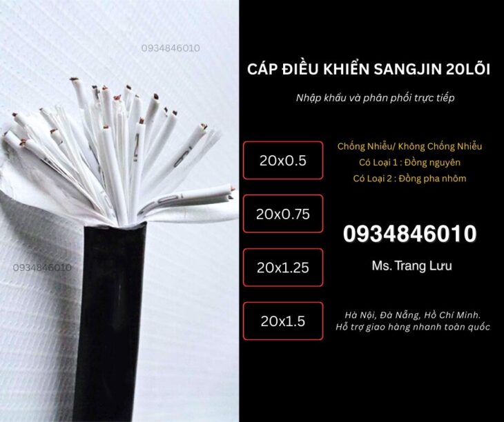 Cáp RVVP/ CXV 20×0.5/20×0.75/20×1.25/20×1.5 Hà Nội, Đà Nẵng, HCM