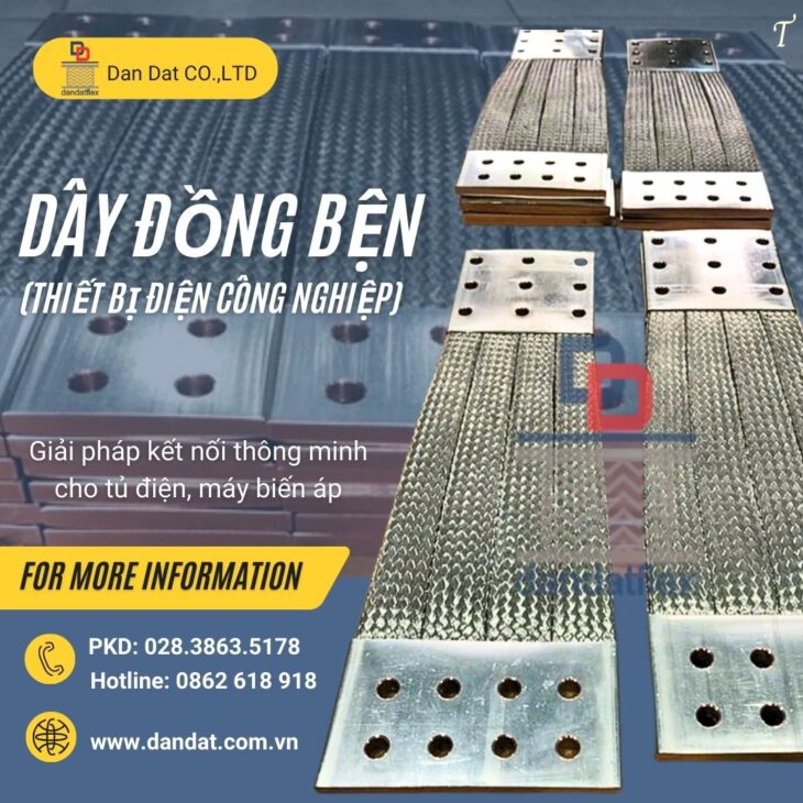 Dây đồng bện tiếp địa/ Dây đồng bện mạ thiếc tiếp địa tủ bảng điện/ Dây đồng bện tiếp địa mặt bích