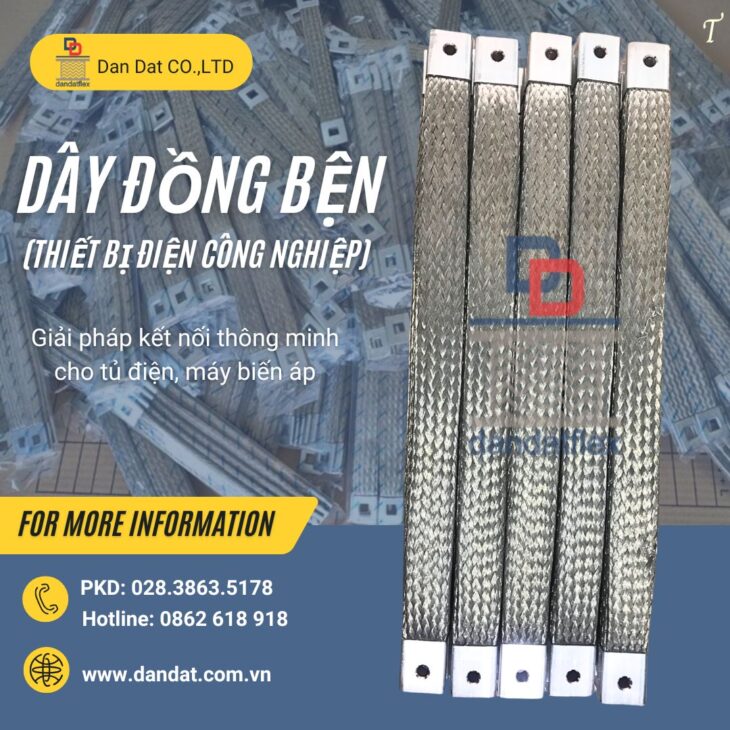Dây đồng bện tiếp địa/ Dây đồng bện mạ thiếc tiếp địa tủ bảng điện/ Dây đồng bện tiếp địa mặt bích