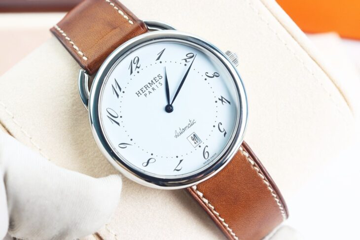 ĐH Nam : Hermes Arceau AR4.810 Automatic, Kim Nung xanh số học trò fullbox.