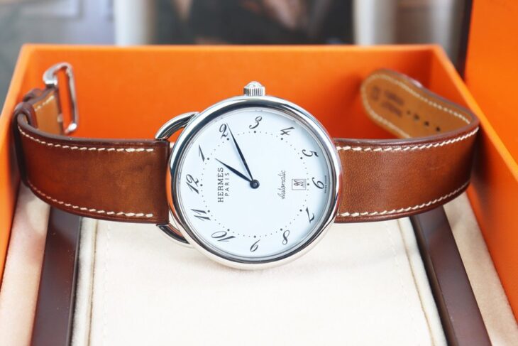 ĐH Nam : Hermes Arceau AR4.810 Automatic, Kim Nung xanh số học trò fullbox.